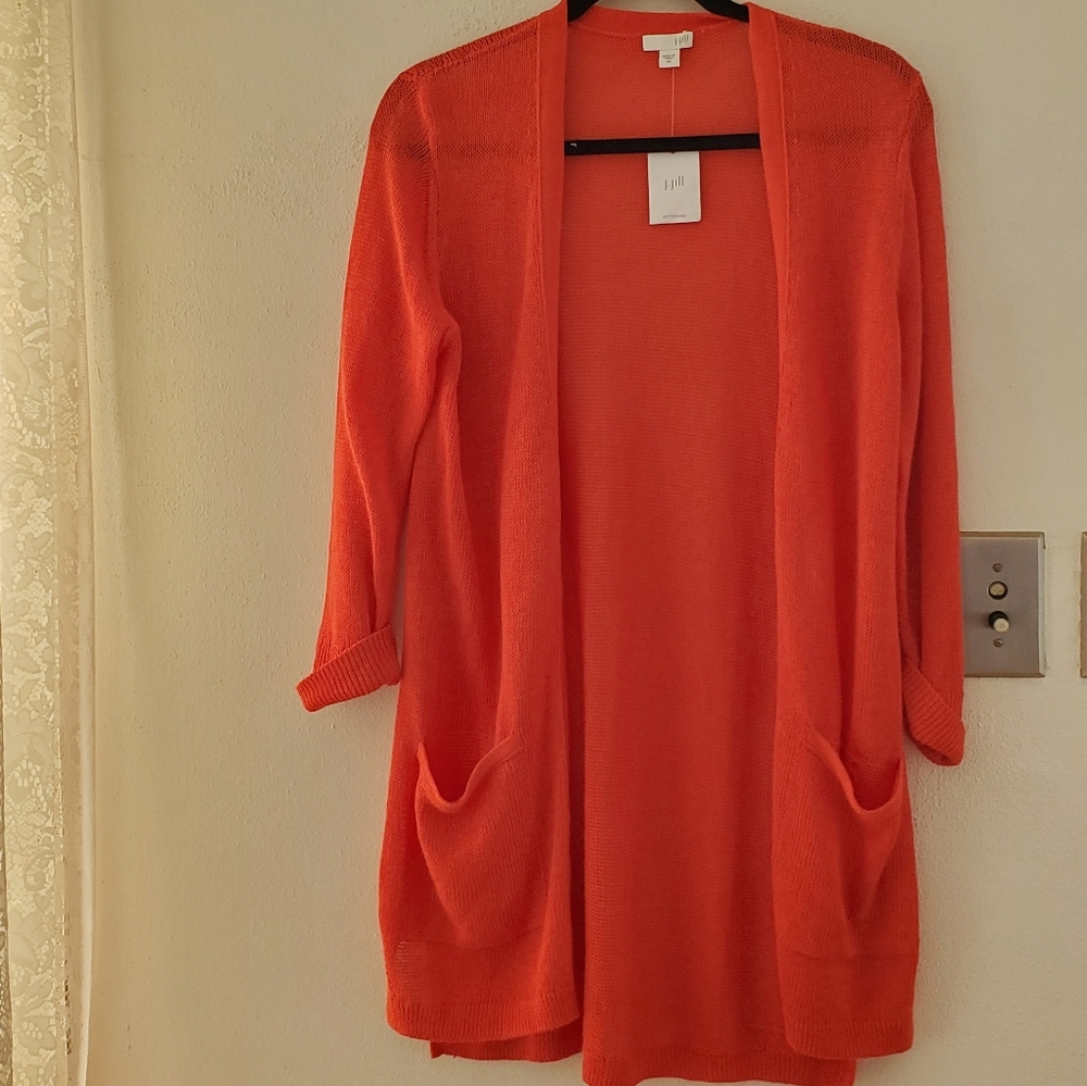 J.Jill Linen blend v-neck cardigan- paprika - Picture 4 of 7
